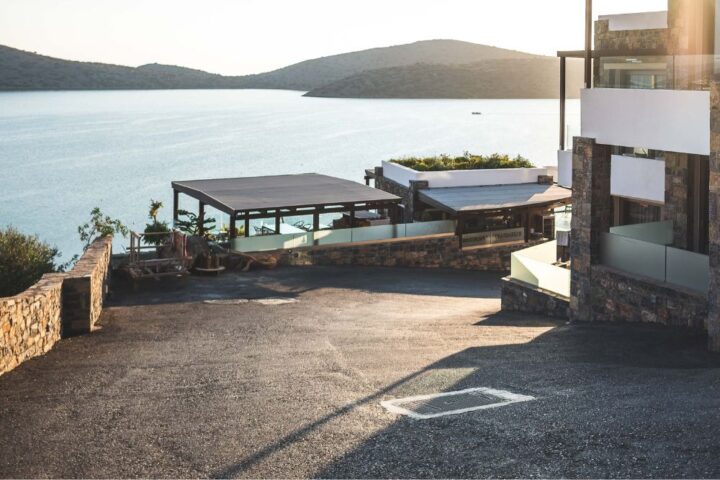 Exposed aggregate driveway in a sunset