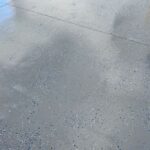 A driveway with an epoxy coating