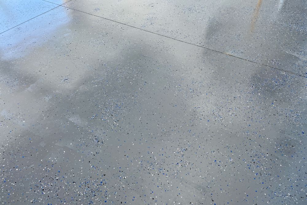 A driveway with an epoxy coating