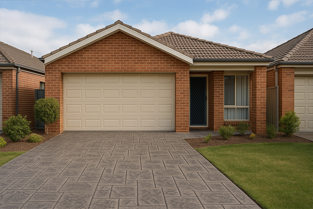 Stamped concrete driveway